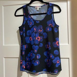 Boss Floral Black Tank with Blue Poppies
